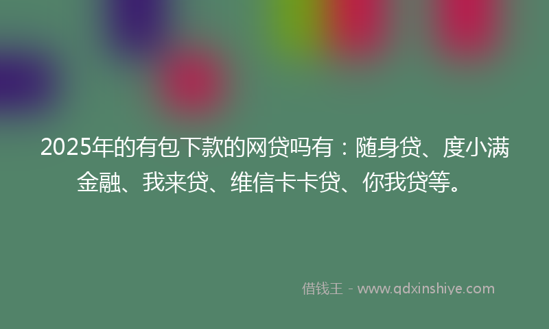 2025年的有包下款的网贷吗有：随身贷、度小满金融、我来贷、维信卡卡贷、你我贷等。
