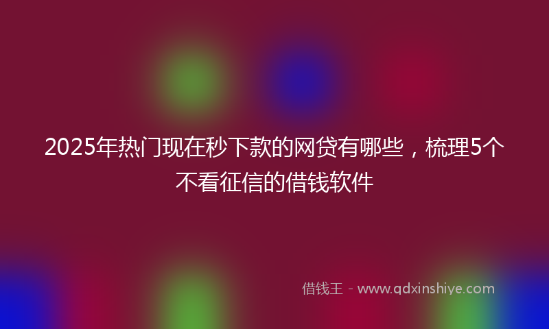 2025年热门现在秒下款的网贷有哪些，梳理5个不看征信的借钱软件