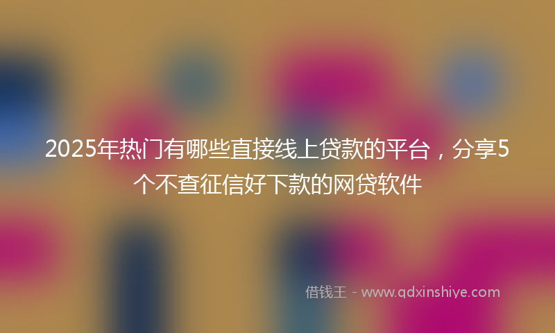 2025年热门有哪些直接线上贷款的平台，分享5个不查征信好下款的网贷软件