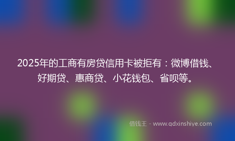 2025年的工商有房贷信用卡被拒有：微博借钱、好期贷、惠商贷、小花钱包、省呗等。