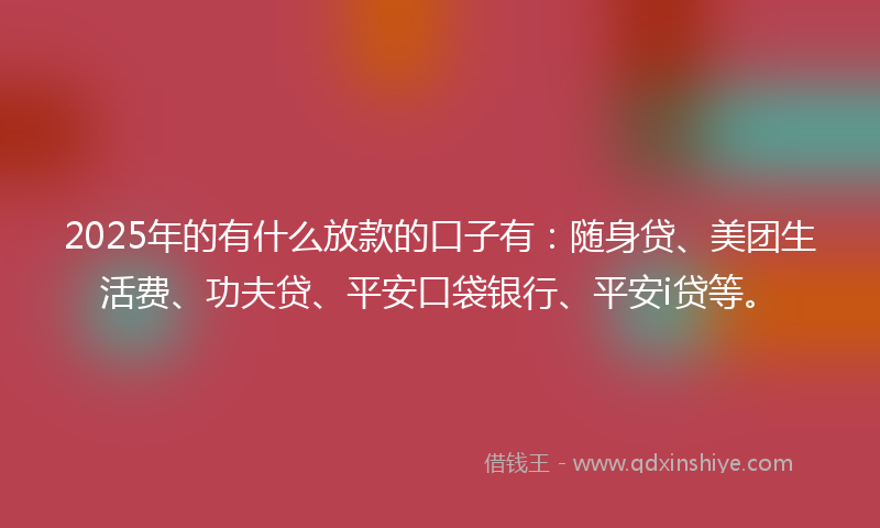 2025年的有什么放款的口子有：随身贷、美团生活费、功夫贷、平安口袋银行、平安i贷等。