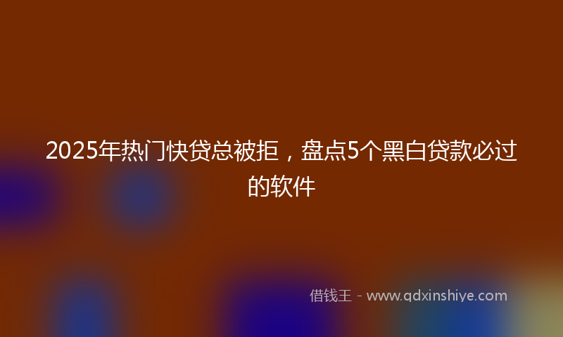 2025年热门快贷总被拒，盘点5个黑白贷款必过的软件
