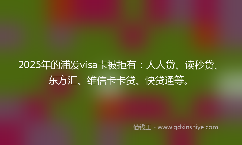 2025年的浦发visa卡被拒有：人人贷、读秒贷、东方汇、维信卡卡贷、快贷通等。