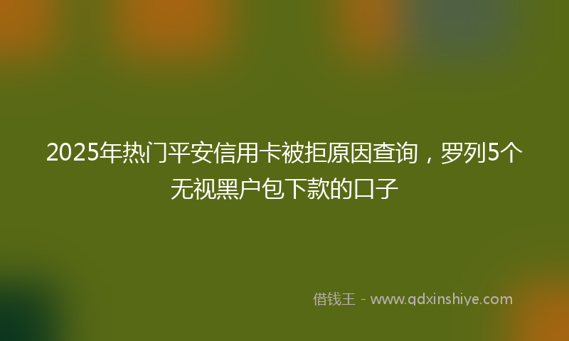 2025年热门平安信用卡被拒原因查询，罗列5个无视黑户包下款的口子