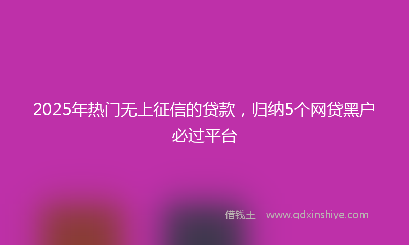2025年热门无上征信的贷款，归纳5个网贷黑户必过平台