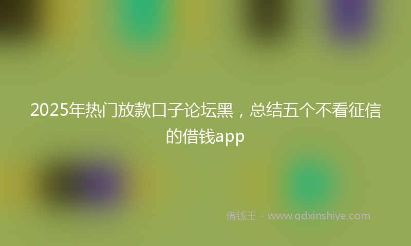 2025年热门放款口子论坛黑，总结五个不看征信的借钱app
