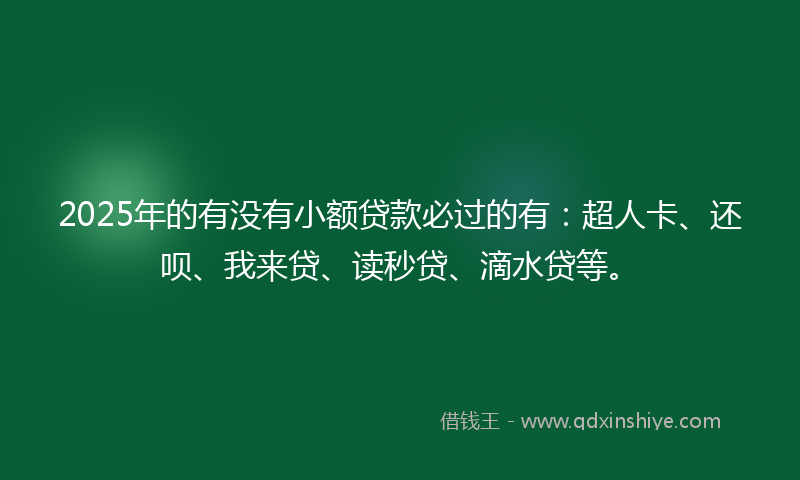 2025年的有没有小额贷款必过的有：超人卡、还呗、我来贷、读秒贷、滴水贷等。