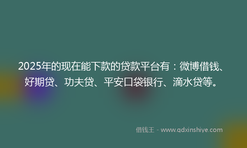 2025年的现在能下款的贷款平台有：微博借钱、好期贷、功夫贷、平安口袋银行、滴水贷等。