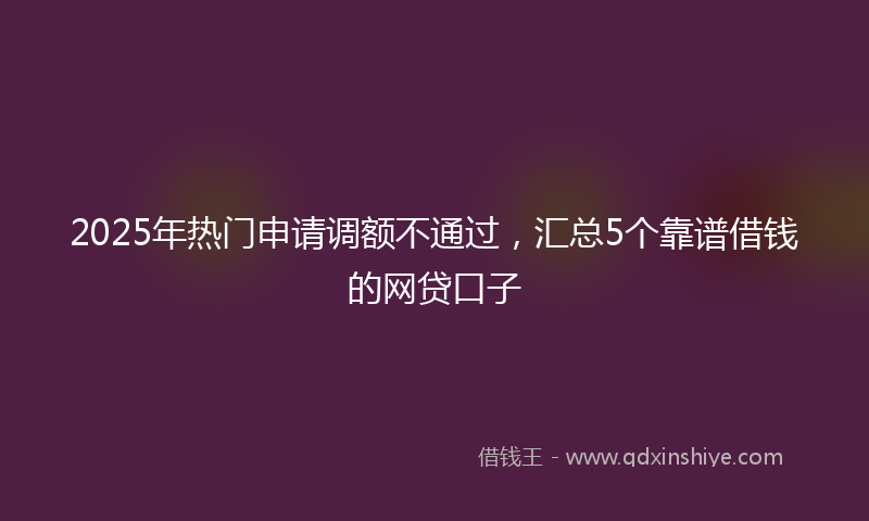 2025年热门申请调额不通过，汇总5个靠谱借钱的网贷口子