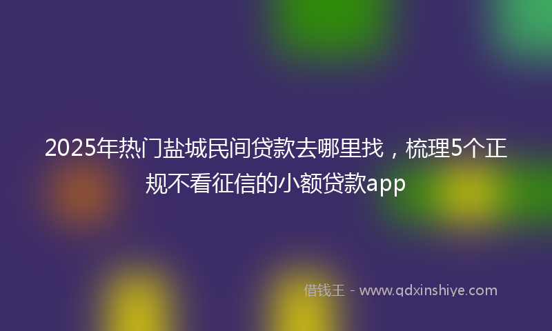 2025年热门盐城民间贷款去哪里找，梳理5个正规不看征信的小额贷款app