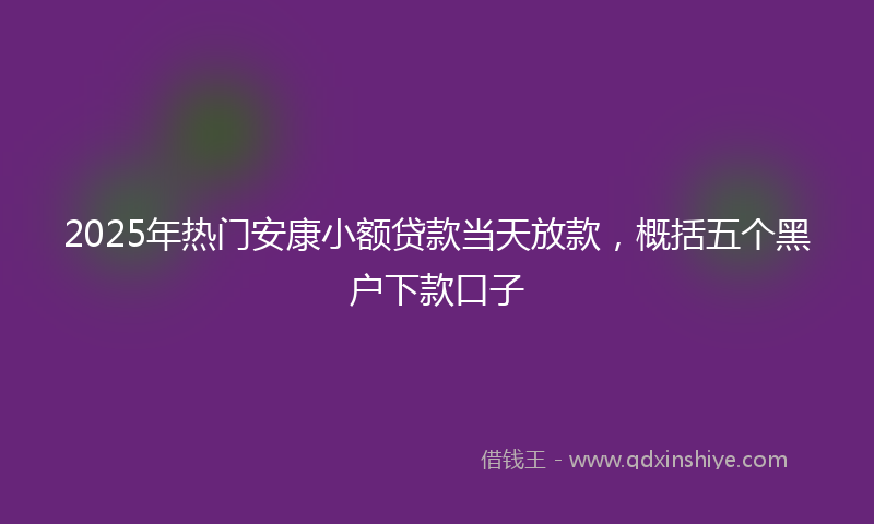2025年热门安康小额贷款当天放款，概括五个黑户下款口子