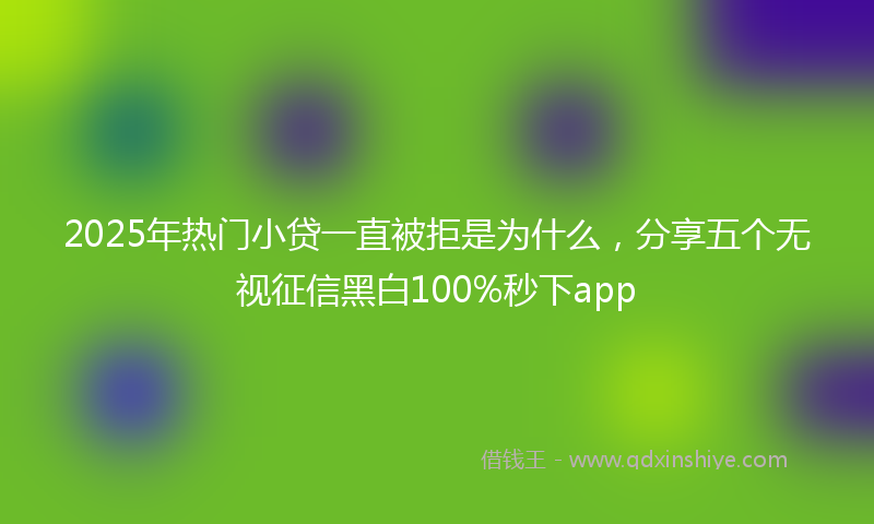 2025年热门小贷一直被拒是为什么，分享五个无视征信黑白100%秒下app