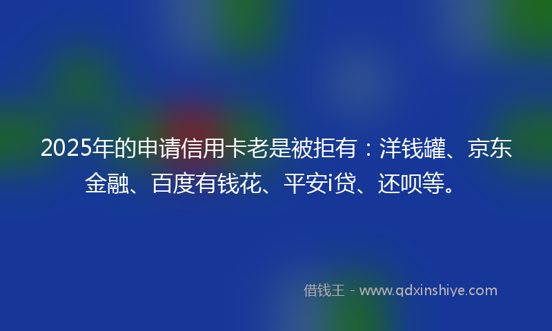 2025年的申请信用卡老是被拒有：洋钱罐、京东金融、百度有钱花、平安i贷、还呗等。