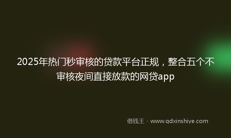 2025年热门秒审核的贷款平台正规，整合五个不审核夜间直接放款的网贷app