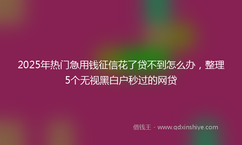 2025年热门急用钱征信花了贷不到怎么办，整理5个无视黑白户秒过的网贷