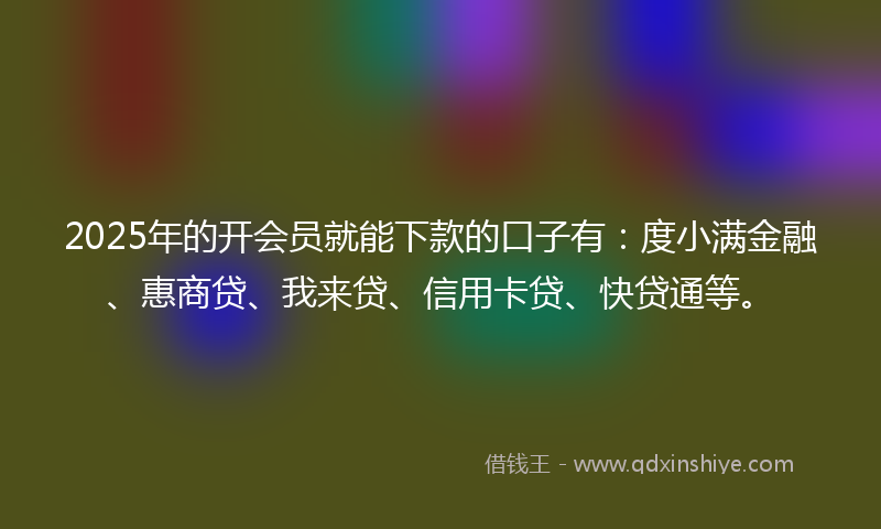 2025年的开会员就能下款的口子有：度小满金融、惠商贷、我来贷、信用卡贷、快贷通等。