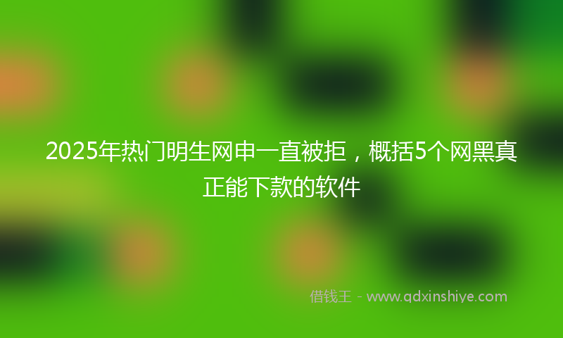 2025年热门明生网申一直被拒，概括5个网黑真正能下款的软件