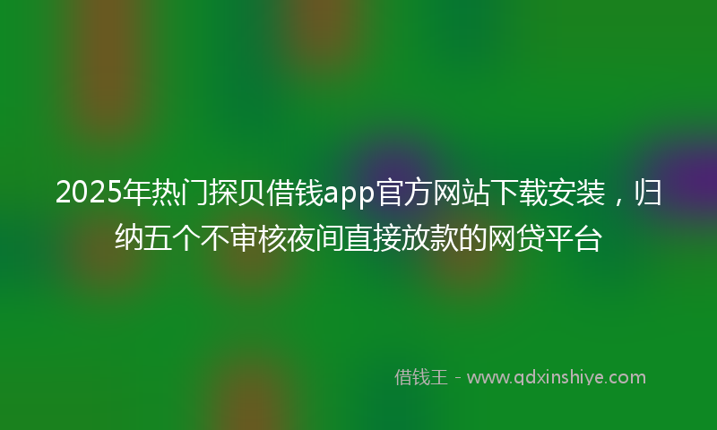 2025年热门探贝借钱app官方网站下载安装，归纳五个不审核夜间直接放款的网贷平台