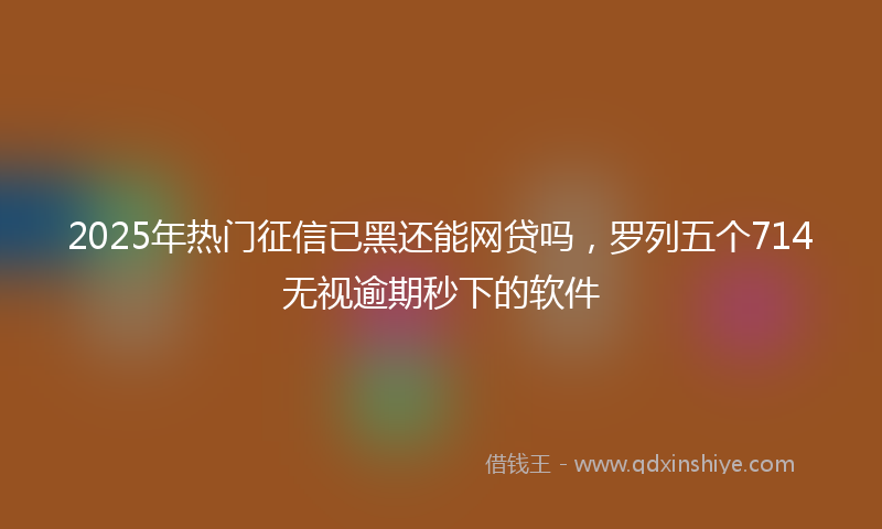 2025年热门征信已黑还能网贷吗，罗列五个714无视逾期秒下的软件