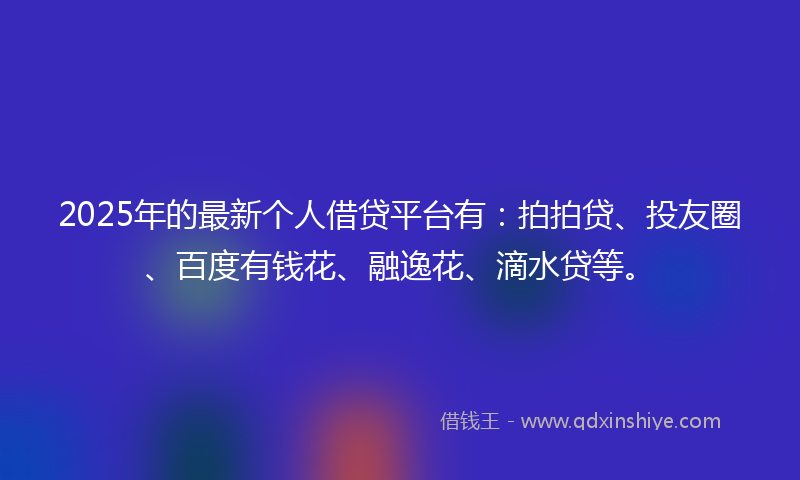 2025年的最新个人借贷平台有：拍拍贷、投友圈、百度有钱花、融逸花、滴水贷等。