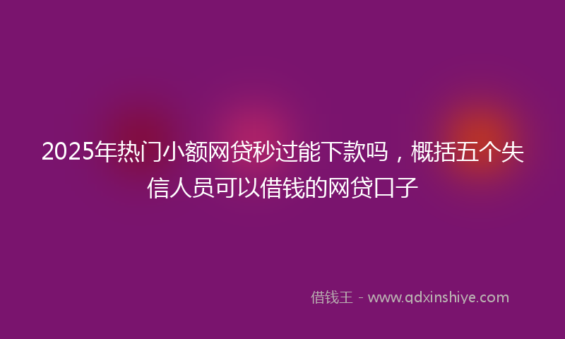 2025年热门小额网贷秒过能下款吗，概括五个失信人员可以借钱的网贷口子