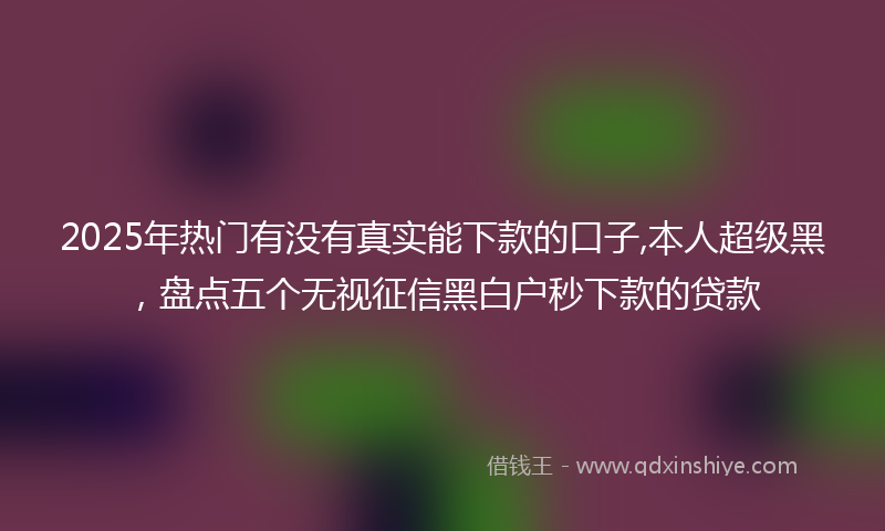 2025年热门有没有真实能下款的口子,本人超级黑，盘点五个无视征信黑白户秒下款的贷款