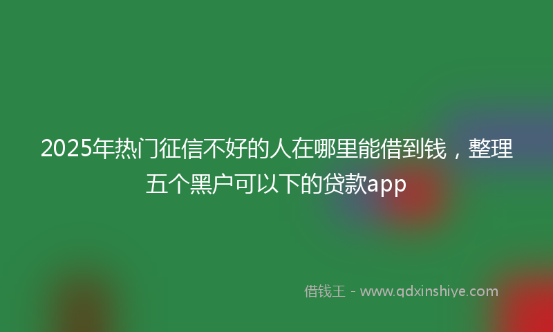 2025年热门征信不好的人在哪里能借到钱，整理五个黑户可以下的贷款app