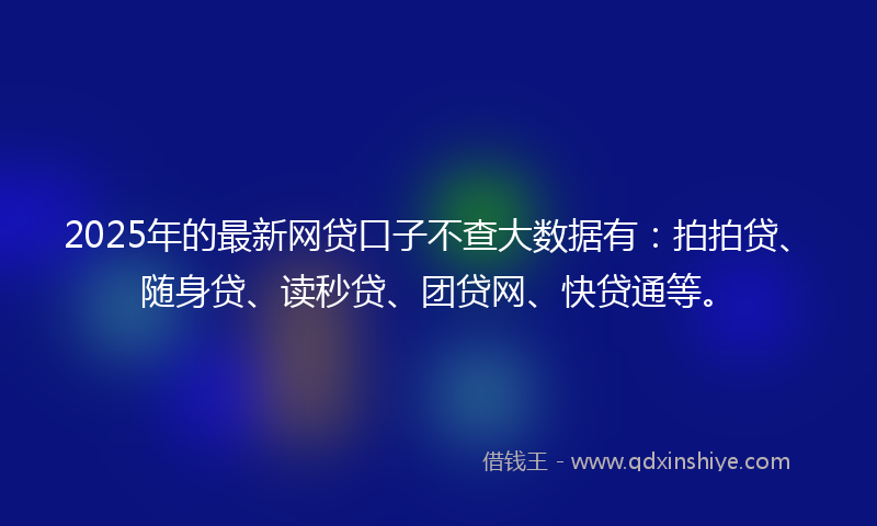 2025年的最新网贷口子不查大数据有：拍拍贷、随身贷、读秒贷、团贷网、快贷通等。