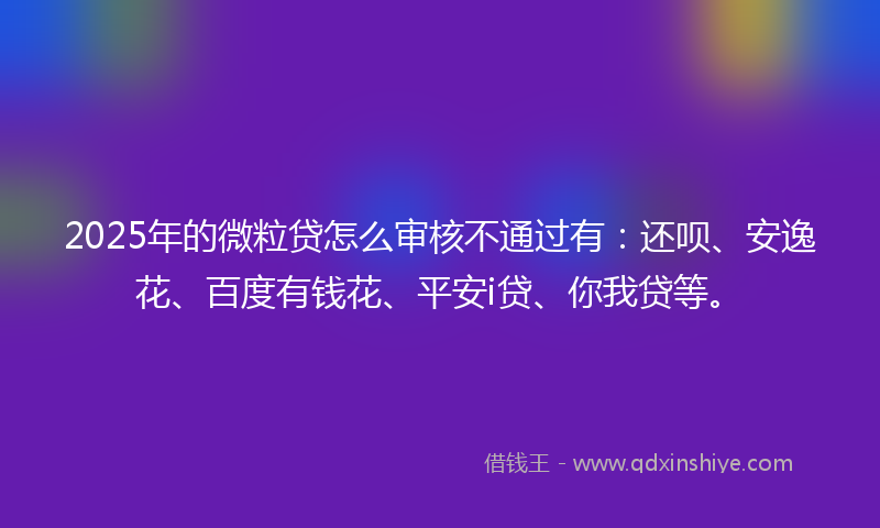 2025年的微粒贷怎么审核不通过有：还呗、安逸花、百度有钱花、平安i贷、你我贷等。