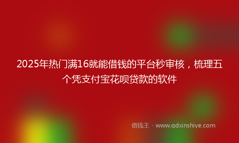 2025年热门满16就能借钱的平台秒审核，梳理五个凭支付宝花呗贷款的软件