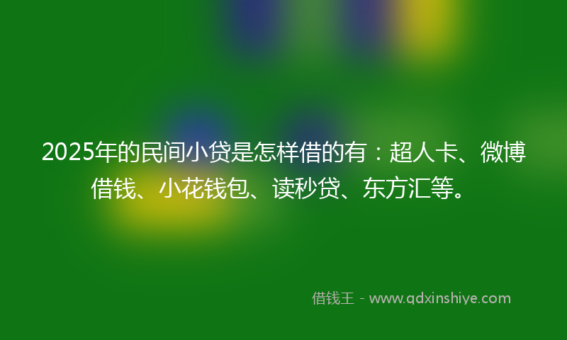 2025年的民间小贷是怎样借的有：超人卡、微博借钱、小花钱包、读秒贷、东方汇等。
