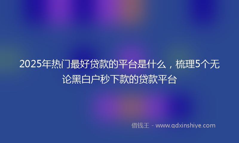 2025年热门最好贷款的平台是什么，梳理5个无论黑白户秒下款的贷款平台