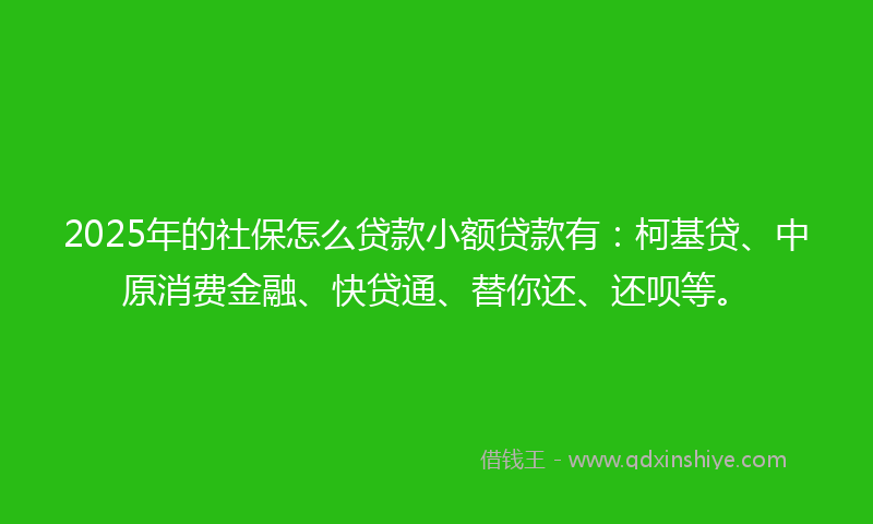 2025年的社保怎么贷款小额贷款有:柯基贷、中原消费金融、快贷通、替你还、还呗等。
