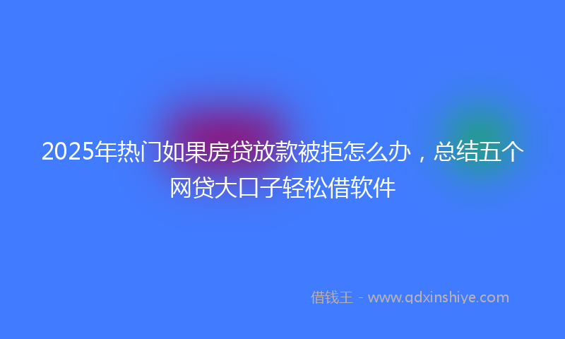 2025年热门如果房贷放款被拒怎么办，总结五个网贷大口子轻松借软件
