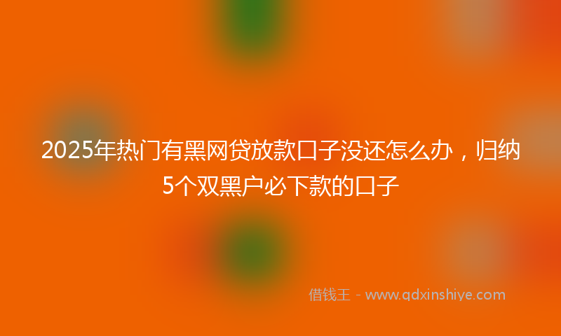 2025年热门有黑网贷放款口子没还怎么办，归纳5个双黑户必下款的口子