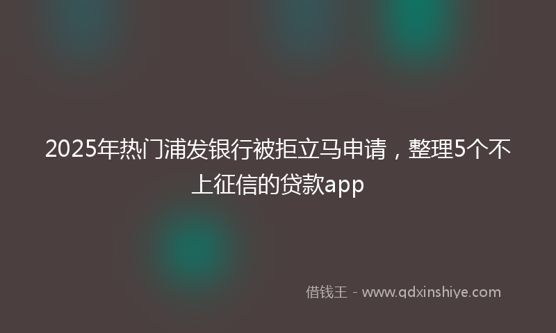 2025年热门浦发银行被拒立马申请，整理5个不上征信的贷款app