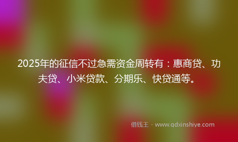 2025年的征信不过急需资金周转有：惠商贷、功夫贷、小米贷款、分期乐、快贷通等。