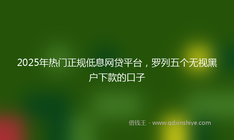 2025年热门正规低息网贷平台，罗列五个无视黑户下款的口子