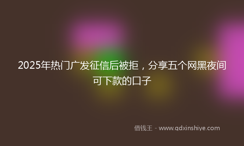 2025年热门广发征信后被拒，分享五个网黑夜间可下款的口子