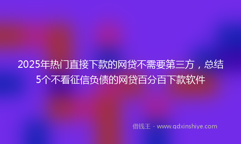 2025年热门直接下款的网贷不需要第三方，总结5个不看征信负债的网贷百分百下款软件