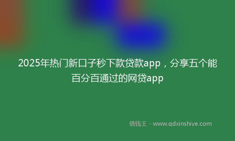 2025年热门新口子秒下款贷款app，分享五个能百分百通过的网贷app