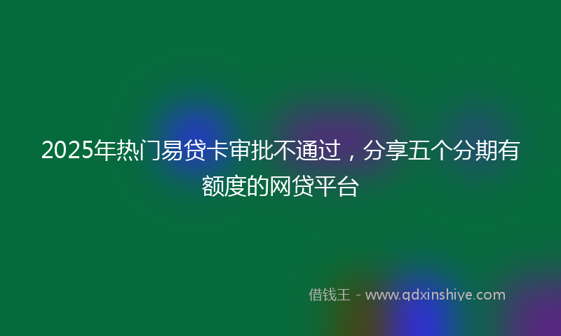 2025年热门易贷卡审批不通过，分享五个分期有额度的网贷平台