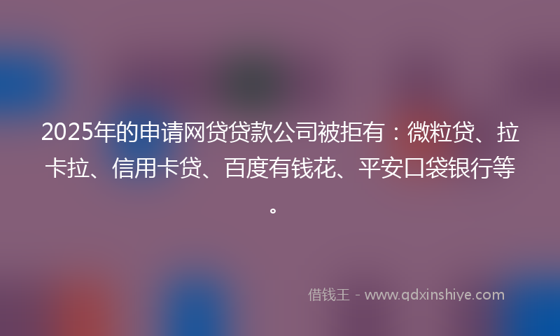 2025年的申请网贷贷款公司被拒有：微粒贷、拉卡拉、信用卡贷、百度有钱花、平安口袋银行等。