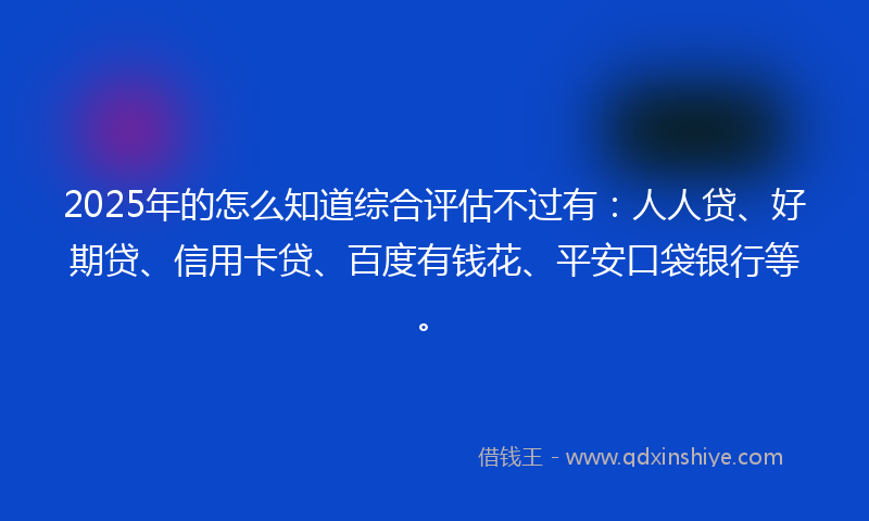 2025年的怎么知道综合评估不过有：人人贷、好期贷、信用卡贷、百度有钱花、平安口袋银行等。