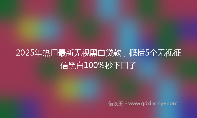 2025年热门最新无视黑白贷款，概括5个无视征信黑白100%秒下口子