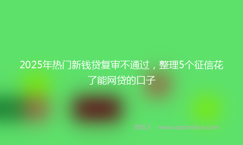 2025年热门新钱贷复审不通过，整理5个征信花了能网贷的口子