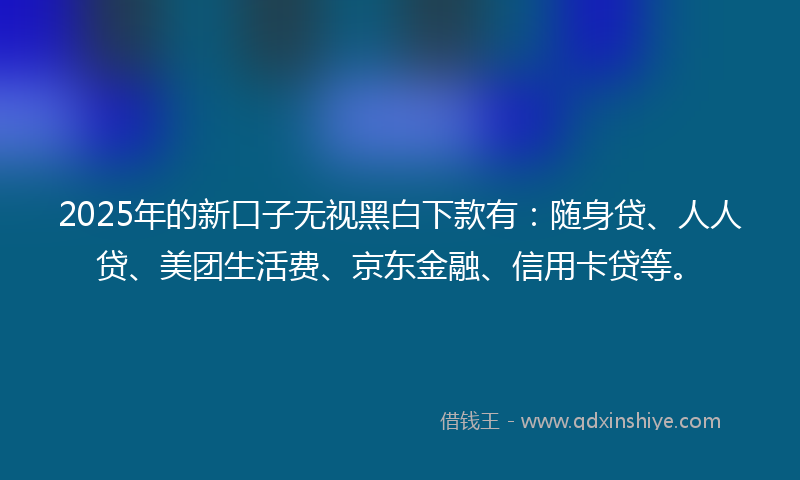 2025年的新口子无视黑白下款有：随身贷、人人贷、美团生活费、京东金融、信用卡贷等。