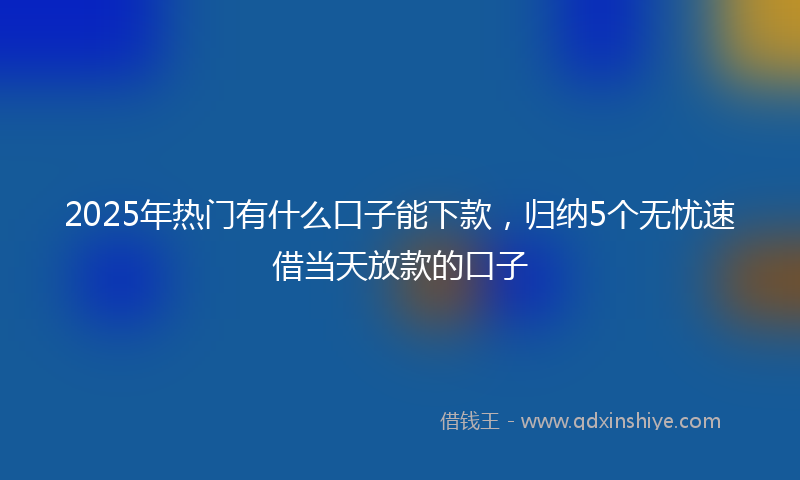 2025年热门有什么口子能下款，归纳5个无忧速借当天放款的口子