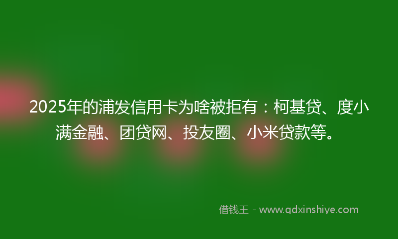 2025年的浦发信用卡为啥被拒有：柯基贷、度小满金融、团贷网、投友圈、小米贷款等。