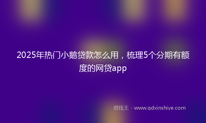 2025年热门小鹅贷款怎么用，梳理5个分期有额度的网贷app